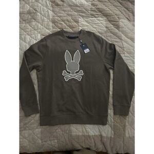Psycho Bunny Pullover Crewneck Sweatshirt Taupe Men's Sz Large Embroidered